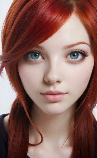 AI girl with red hair wallpaper