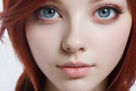AI girl with red hair wallpaper