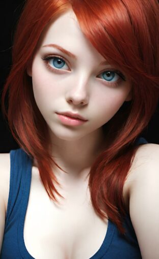 AI girl with red hair wallpaper
