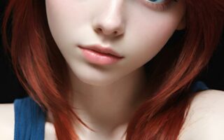 AI girl with red hair wallpaper