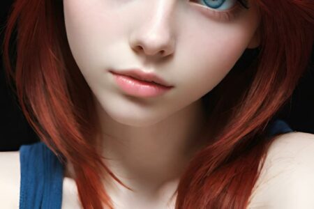 AI girl with red hair wallpaper