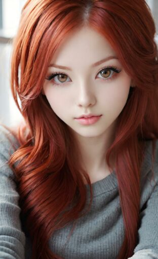 AI girl with red hair wallpaper