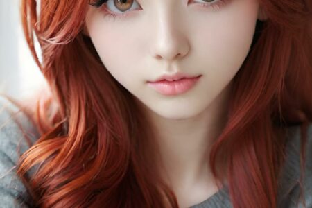 AI girl with red hair wallpaper