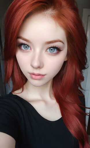 AI girl with red hair wallpaper