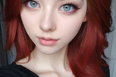 AI girl with red hair wallpaper