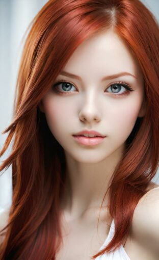 AI girl with red hair wallpaper