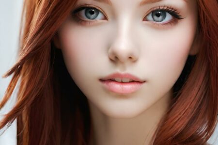AI girl with red hair wallpaper