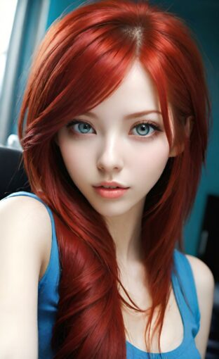 AI girl with red hair wallpaper