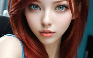 AI girl with red hair wallpaper