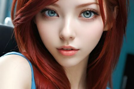 AI girl with red hair wallpaper