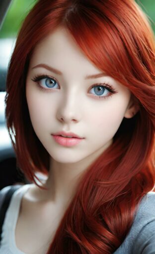 AI girl with red hair wallpaper