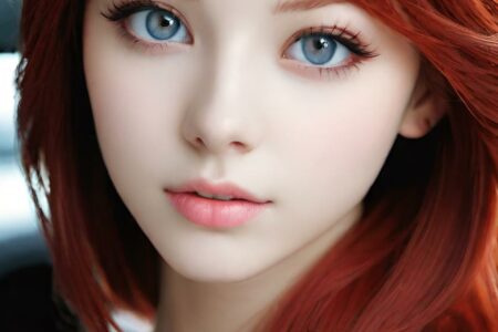 AI girl with red hair wallpaper