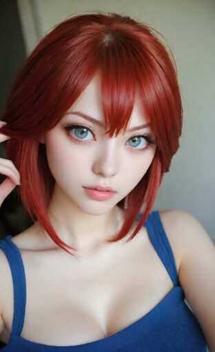 AI girl with red hair wallpaper
