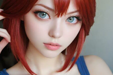 AI girl with red hair wallpaper