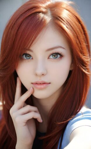 AI girl with red hair wallpaper
