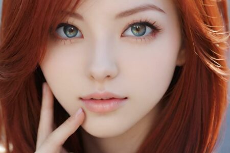 AI girl with red hair wallpaper
