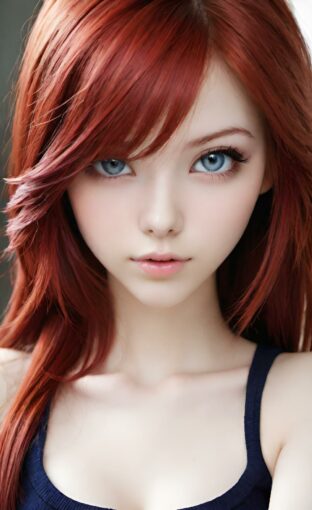 AI girl with red hair wallpaper