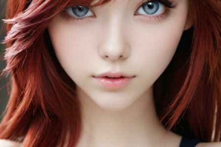 AI girl with red hair wallpaper