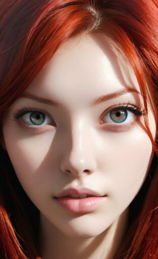 AI girl with red hair wallpaper