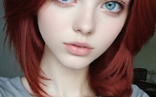 AI girl with red hair wallpaper