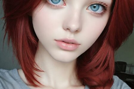 AI girl with red hair wallpaper