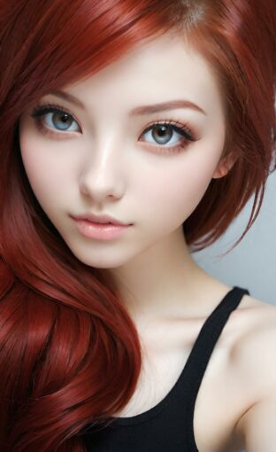 AI girl with red hair wallpaper