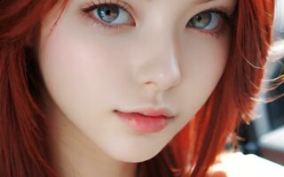 AI girl with red hair wallpaper