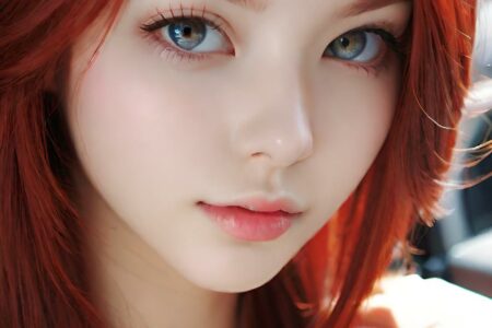 AI girl with red hair wallpaper