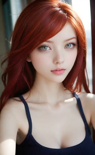 AI girl with red hair wallpaper