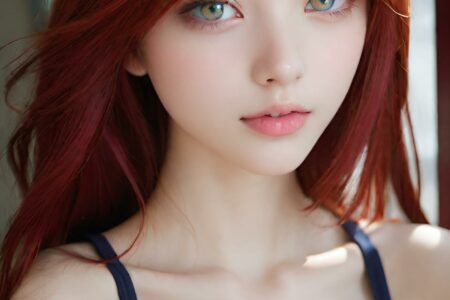 AI girl with red hair wallpaper