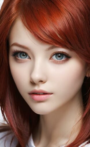 AI girl with red hair wallpaper