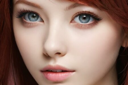 AI girl with red hair wallpaper