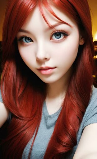 AI girl with red hair wallpaper