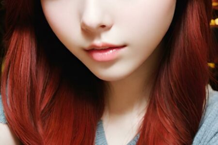 AI girl with red hair wallpaper