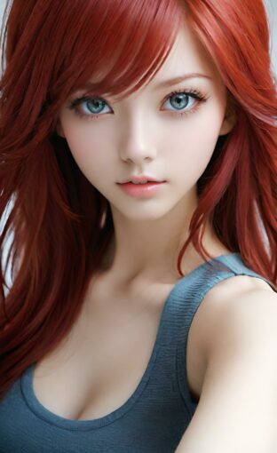 AI girl with red hair wallpaper