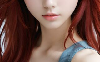 AI girl with red hair wallpaper