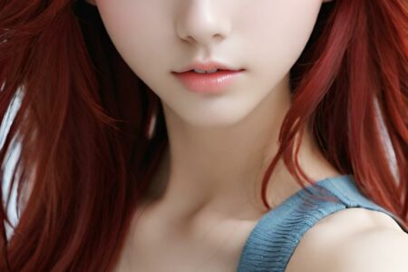 AI girl with red hair wallpaper