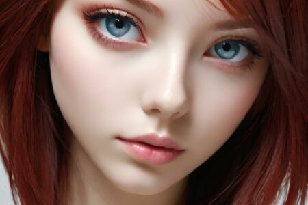 AI girl with red hair wallpaper