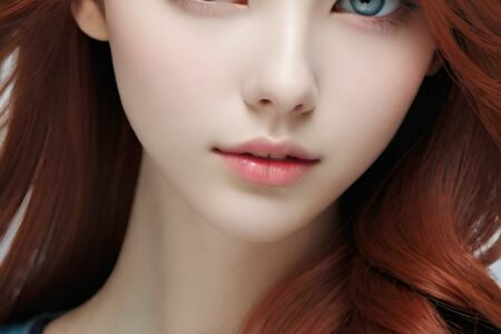 AI girl with red hair wallpaper