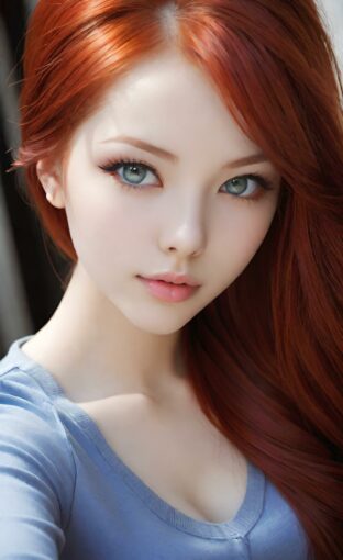 AI girl with red hair wallpaper