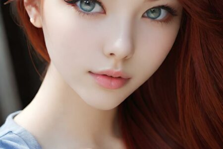 AI girl with red hair wallpaper