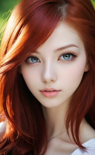 AI girl with red hair wallpaper
