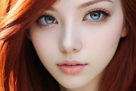 AI girl with red hair wallpaper