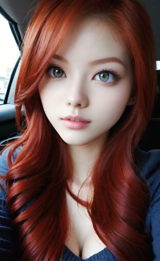 AI girl with red hair wallpaper