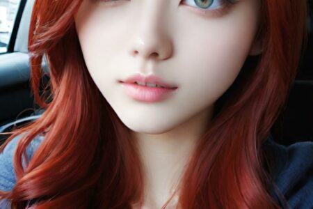 AI girl with red hair wallpaper