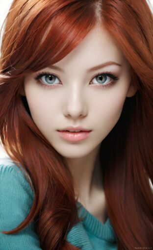 AI girl with red hair wallpaper