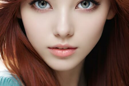 AI girl with red hair wallpaper