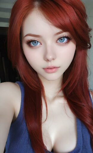 AI girl with red hair wallpaper