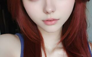AI girl with red hair wallpaper
