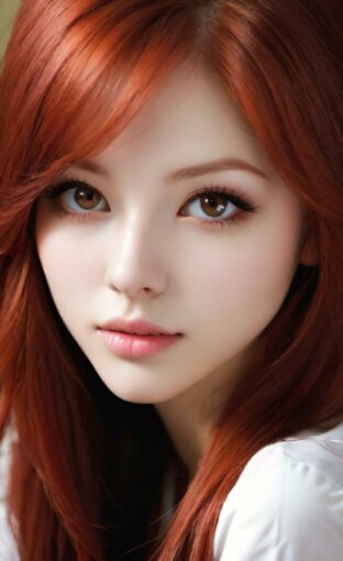 AI girl with red hair wallpaper